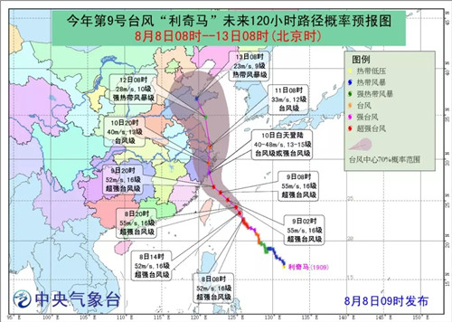 “利奇馬”超強臺風來襲，請大家注意安全，做好預防措施